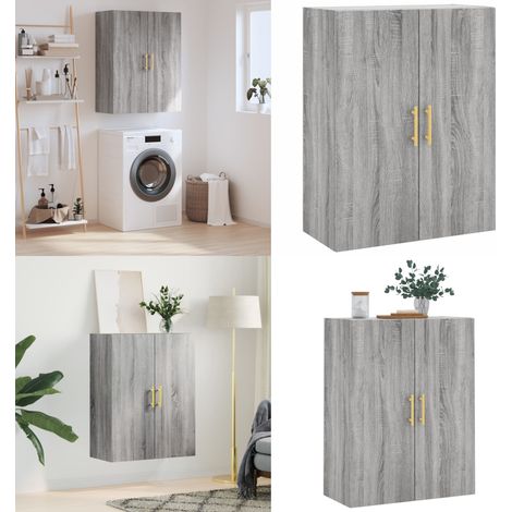 Armoire murale sonoma gris 69,5x34x90 cm - Armoire Murale - Meuble De Rangement - Armoire Suspendu - Armoire Grise - Buffet Mural - Home & Living (1/5)