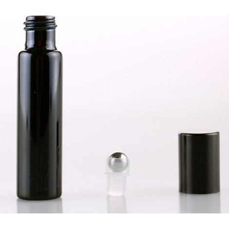 Flacon roll-on rechargeable 5ml en verre pour huiles essentielles et parfums - Léger et portable pour voyage - Lot de 7 pièces noir (1/5)