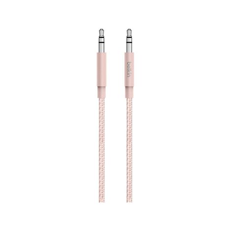 Belkin AV10164bt04-C00 Cable auxiliar de alta calidad MiXiT metálico 3,5 mm, diseño elegante, robusto diseño para un uso intenso, 1,2 m largo,, oro rosado metálico compatible con Samsung Galaxy S7 y S