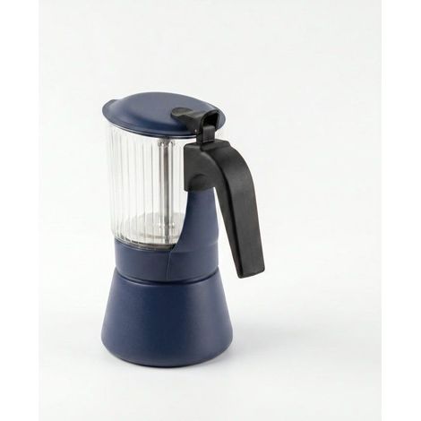 Cafetiere italienne - INOXIBAR - Clair 6 tasses Bleu - verre borosilicaté - induction - soupape sécurité (1/4)