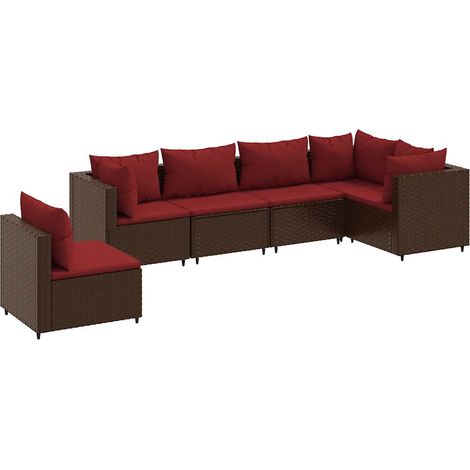 Maison Exclusive - Set Mobili da Giardino 6pz con Cuscini in Polyrattan Marrone