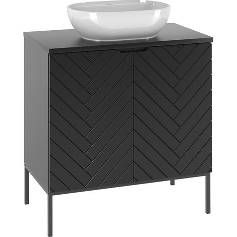 Mueble lavabo individual 80cm 2 puertas sobre patas Daria Negro (1/4)