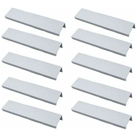 Lot de 10 poignées de meuble invisibles en aluminium brossé – Entraxe 96mm – Résistance à la rouille – Installation facile avec vis fournies