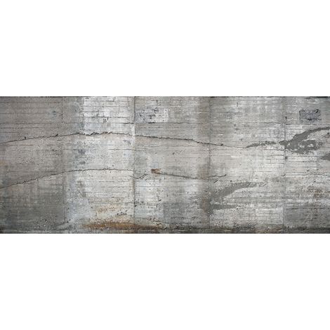 Papier peint panoramique gris style industriel | Tapisserie panoramique aspect béton pour bureau | Papiers peints panoramiques originaux pour chambre - 250 x 600 cm (6 pièces) (1/2)