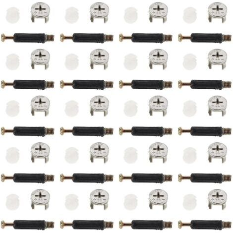 Kit de 40 pièces de quincaillerie pour meubles : vis à came de fixation pour armoires et penderies - connecteurs et raccords de connexion (1/5)