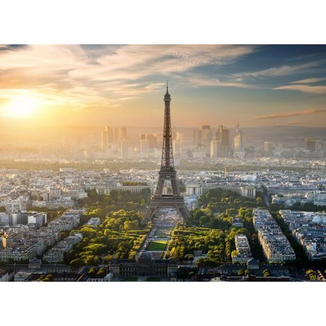 Papier peint panoramique tour eiffel vue aérienne Tapisserie panoramique cuisine et salle à manger Papier peint panoramique Paris moderne matin (1/4)