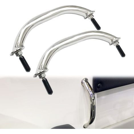 Poignée de bateau en acier inoxydable de 25,4 cm, poignée de main courante, accessoires nautiques, finition polie miroir avec double goujon. (1/4)