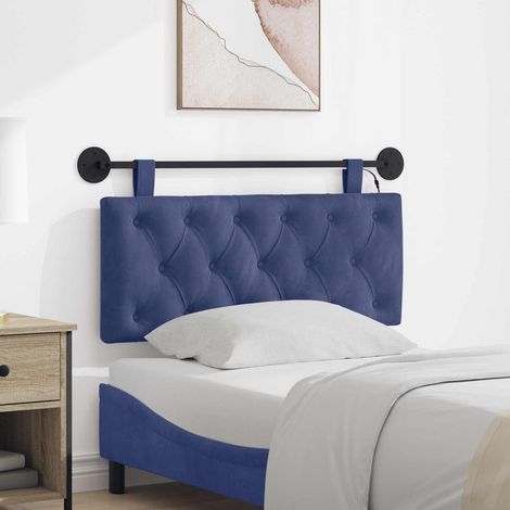 vidaXL Tête de lit suspendue Avec lumière LED Bleu police Velours (1/5)