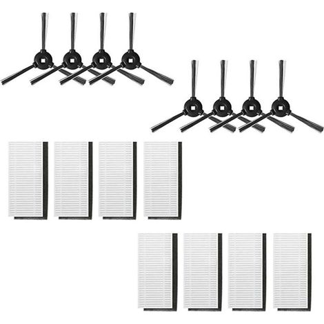 Kit d'accessoires pour aspirateur robot Lefant 8 brosses latérales et 8 filtres HEPA M200/M201/M520M/M501-A/M571/T700 (1/4)