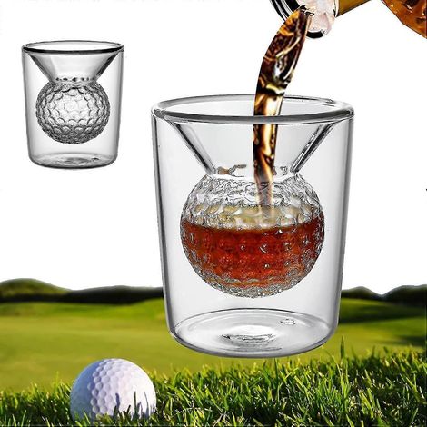 Lot de 2 verres à whisky sur le thème du golf, cadeau idéal pour les golfeurs, verre à whisky avec balle de golf incrustée, verre à vin de qualité pour les boissons de bar. (1/5)