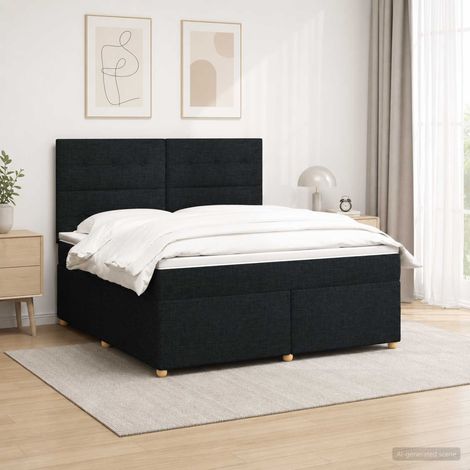 Lit boxspring avec matelas Noir 140 x 190 cm Tissu (1/5)
