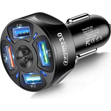 Caricabatterie da auto USB a 4 porte per telefoni cellulari, accessori per caricabatterie accendisigari compatibili con tablet, iPhone e Samsung (1/5)