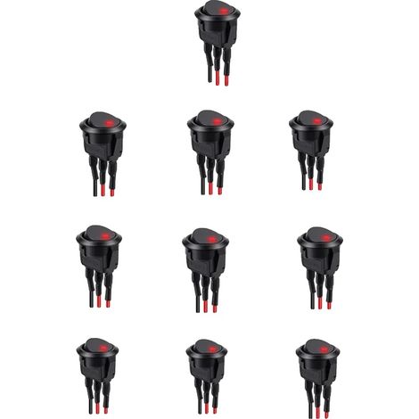 Interruttore a bilanciere illuminato, configurazione a 3 pin, 10 pezzi, rosso (1/2)