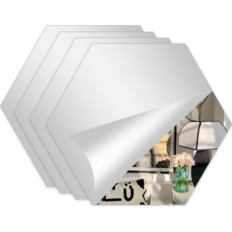 Miroir Mural Autocollant 20 X 20 cm, Antidéflagrant Hexagone Flexible Miroir Autocollant Adhesif Mural pour Décoration Chambre Salon Bain (1/5)