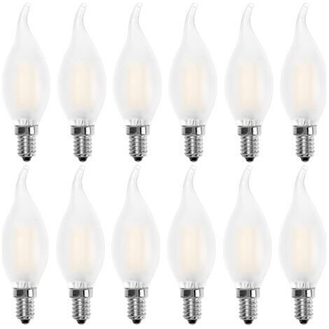Ampoule LED E14 Flamme,Forme de Bougie,Blanc Chaud 2700K,4W Equivalence Incandescence 40W,400lm, Lot de 12 [Classe énergétique A+] (1/5)