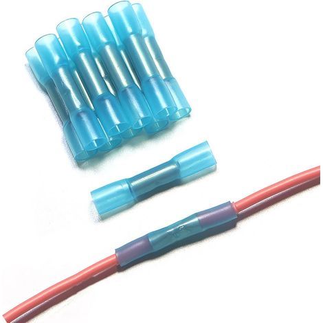 20 Pcs Cosse Thermoretractable 1.25,Connecteur Gaine,Raccord Electrique(16–22 AWG) Domino Etanche, Cable Robot Tondeuse,Automobile-bleu, Twist, Cuivre (1/4)