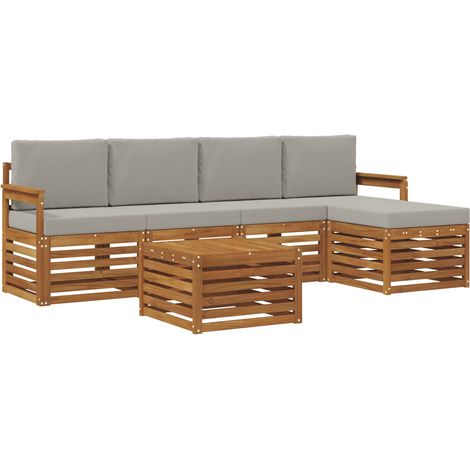 Conjunto de sofás de exterior 6 pcs Gris Natural y Claro vidaXL (1/5)
