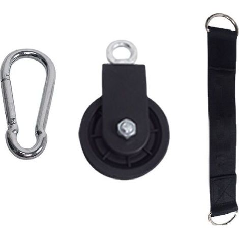 Poulie pour Cable, Poulie Musculation avec Sangle de Suspension et Mousqueton Poulie de Levage Pivotant à Poulie Simple