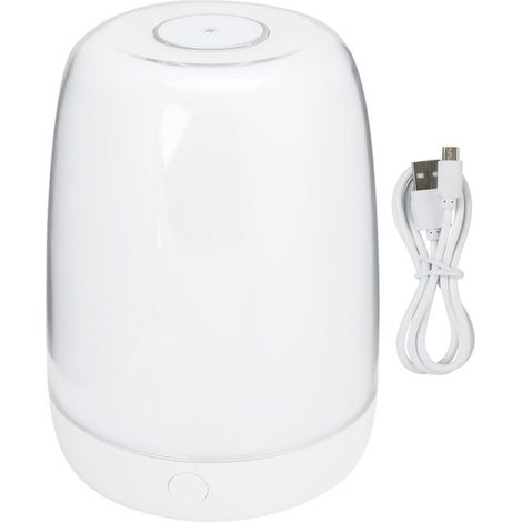 Jeffergarden Table tactile blanche chaude colorée LED veilleuse chambre à coucher charge USB gradation lampe de chevet ambiante de sommeil (lumière blanche chaude colorée)
