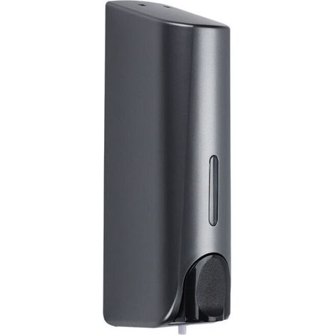 Wall-mounted, 350ml, single-sided soap dispenser for body wash, shampoo and conditioner – charcoal grey (1/5)