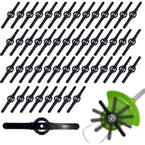 Confezione da 50 lame in plastica per tagliaerba, lame per decespugliatori, lame in plastica per tosaerba, lame di ricambio per il giardino, lame nere, L (1/5)