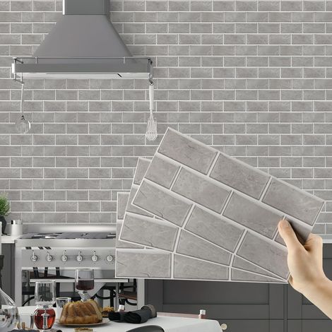 Credence Adhesive pour Cuisine Gris 12 Pièces,Carrelage Adhesif Mural Cuisine Salle de Bain, Stickers Carrelage Muraux Carreaux Adhesif Autocollant Decoratif 15x30 cm (1/5)