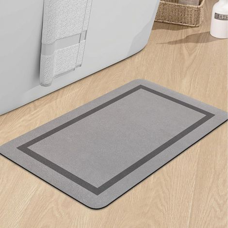 Tapis de bain antidérapant pour baignoire, 61 cm x 41 cm, gris