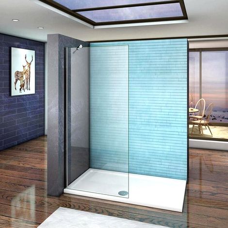 Parete Doccia Walk-in Con Barra Stabilizzatrice Angolare 45cm Vetro Temperato Anticalcare 6mm Misura 95x185cm