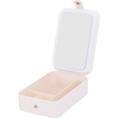 Trousse de maquillage avec miroir lumineux à intensité variable, portable et rechargeable, idéale pour les voyages et la maison. (1/5)