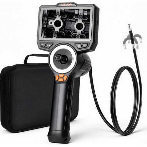 Caméra Endoscopique 360° 4 Voies Endoscope 1080p Caméra Inspection pour Canalisation et Automobile, avec Sonde 6,2 mm, Éclairage, Écran IPS HD 4,5 pouces, Câble Serpent Flexible 1,5 m, Zoom 8x