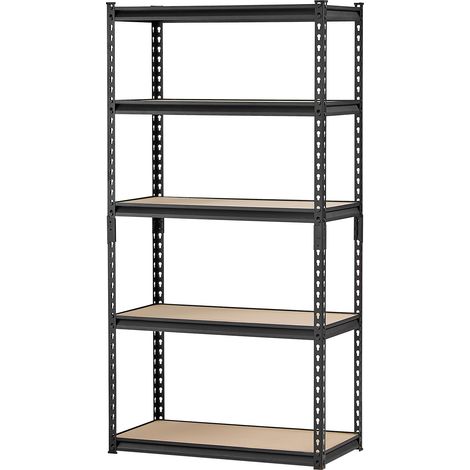 Mophorn-Lagerregale, 2000 lbs Tragkraft, 5-stufiges Garagenregal, 16" T x 32" B x 62,8" H, verstellbare Metallregale für Garage, Küche, Lager, Keller, Schwarz
