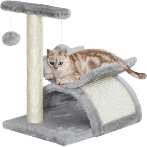 Cat Tree, Cat Tower for Kittens with Rotatable Top Bar, Sisal Scratching Post, Tunnel, Dangling Balls - Grey