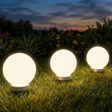 LED Außenleuchte Außenbeleuchtung Beleuchtung Gartenleuchte Solar Leuchte Kugelform 3er Set