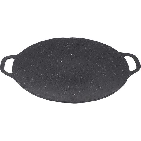 Poêle à griller coréenne de 33 cm (13 pouces) en alliage d'aluminium antiadhésif avec double poignée, idéale pour les barbecues en camping et en plein air. (1/5)