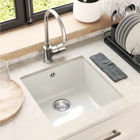 vidaXL Lavello Bianco 430 x 460 mm 80% Quarzo e 20% Resina