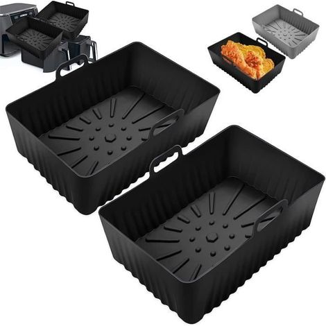 Accessoire Air Fryer, 2Paquet Moule Air Fryer, Moule Silicone Air Fryer, Silicone Air Fryer Accessoires, Airfryer Pot pour Friteuse-Ywey (1/4)