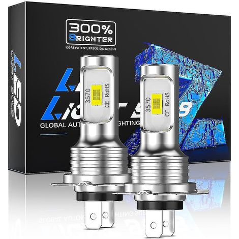 Ampoules LED H7 blanc 6500K, 8 puces CSP ultra-lumineuses, format mini, sans polarité, kit de conversion facile à installer sans adaptateur (1/5)