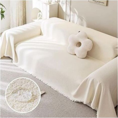 Plaid Canape Grande Taille Crème, Impermeable Chat Anti Griffe Couverture Canape Universelle Places Angle Décorative Housse de Canapé idéal comme Jeté de Canapé ou Couvre-lit(130x180) (1/4)