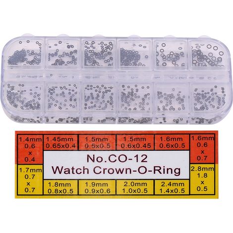 1,4–2,8 mm O-Ringe in 12 Größen zur Abdichtung von Uhrengehäusen und Kronen, wasserdicht (1/5)