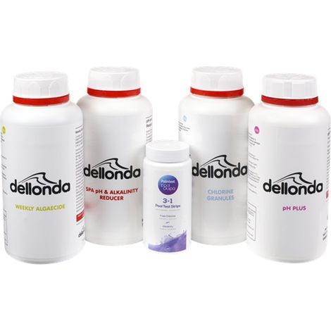 Dellonda DL63 Swimming Pool Starter Kit - Chlorine, pH Increaser, pH Reducer, Algaecide & Test Strips (1/5)