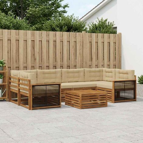 vidaXL Outdoor-Sofagarnitur mit Kissen 7 pcs Natur und Beige (1/5)