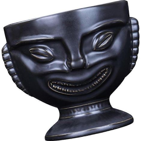 Tasse en céramique vintage créative, compatible avec le rangement, 1 tasse à vin en céramique noire (1/5)