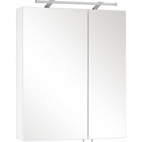 Armoire De Toilette Avec Miroir, Blanc Brillant, 60 x 16 x 75 cm (1/5)