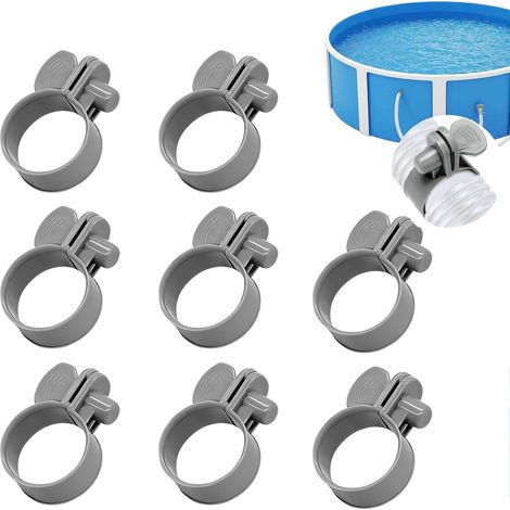 Lot de 8 Collier de serrage réglable pour piscine, 32mm Colliers de serrage réglables, Collier de serrage pour tuyau de piscine (1/5)