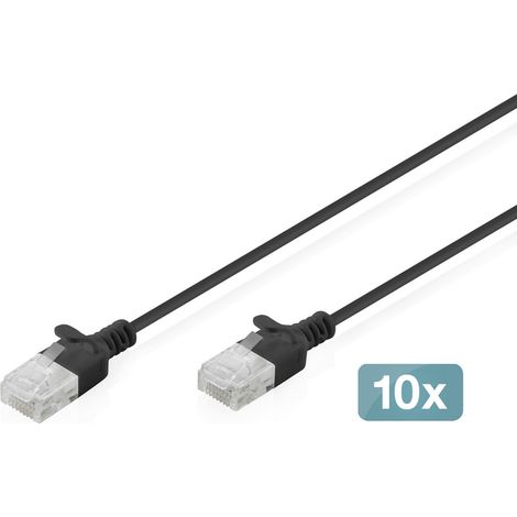 Digitus DK-1618-020S-BL-10 RJ45 Patchkabel CAT 6 U/UTP 2 m Schwarz 1 St. (1/5)