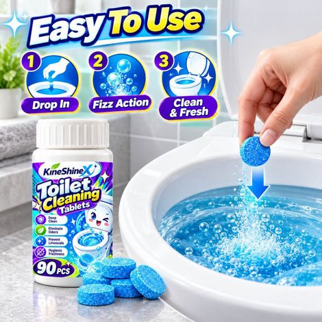 KineShineX toilet cleaning effervescent tablets, 90pcs each. These toilet cleaning tablets effectively remove stains. (1/4)