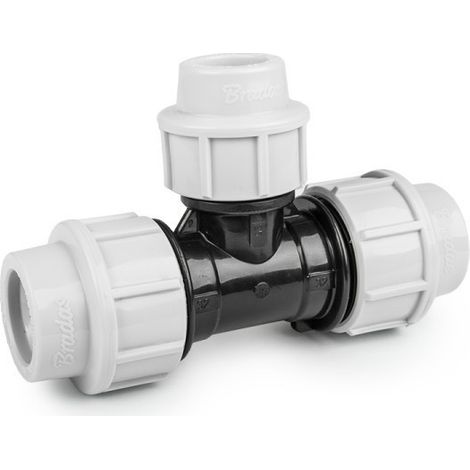 Lem Select – Raccord à compression Té réduit PN16 – Pour tube PE 25-20-25 mm – Pression nominale 16 bars – Raccord plomberie durable (1/2)