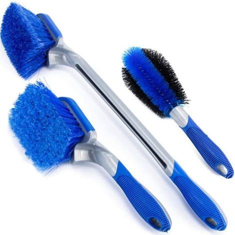 Paquet de 3 brosses de nettoyage pour camping-car, moto, brosse de nettoyage, épurateur de jante, brosse de roue de voiture, Kit de gadgets de nettoyage, ensemble de voiture (1/5)
