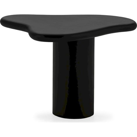 Table d'appoint noire design en pierre et résine effet laqué - noir effet pierre laquée (1/4)