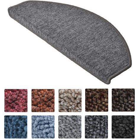 Beautissu Set da 15 tappetini per scale - passatoie per singoli gradini in un set risparmio da 15 unità (55 x 15 cm) - a forma di mezzaluna Grigio, 65 x 25 x 4 cm